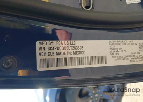 2020 Dodge Journey Crossroad from USA, damaged, VIN 3C4PDCGB0LT263396